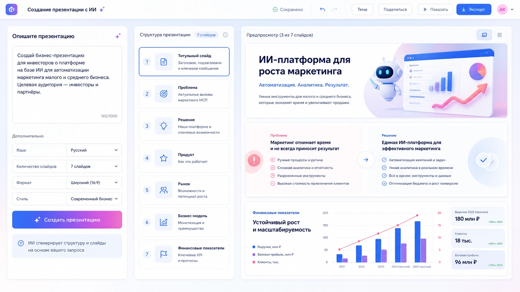 Пример презентации в Gamma